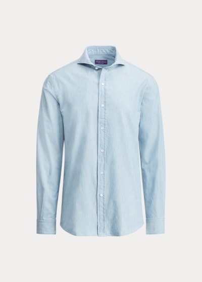 Camisa Ralph Lauren Hombre Azules Azules - Keaton Tailored Chambray - RTZVN5617